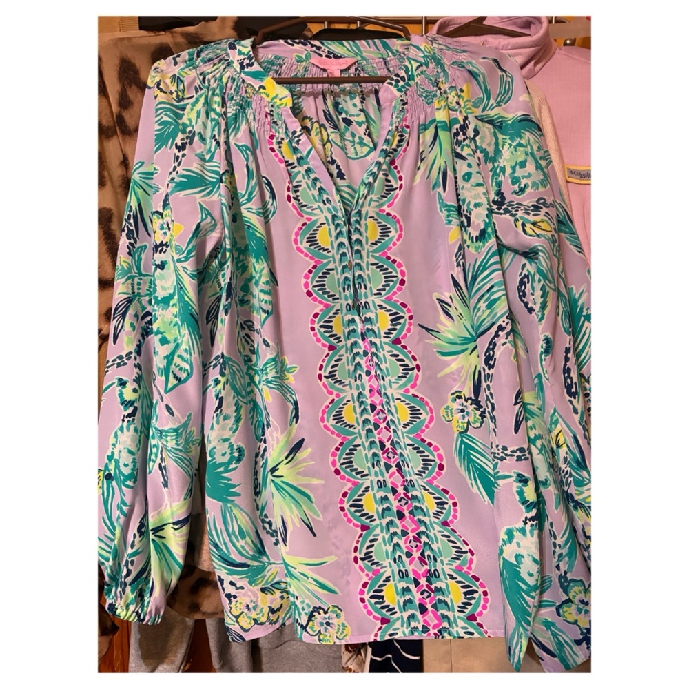 LILLY PULITZER SILK ELSA BLOUSE SIZE SMALL
